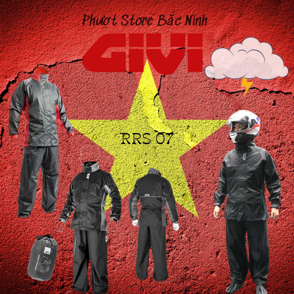 Áo Mưa Bộ GIVI RRS07 Xám Đỏ